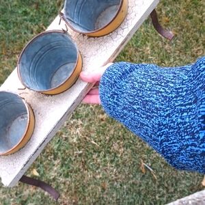Bucket Planters on Wood & Metal Stand Vintage Hand Crafted